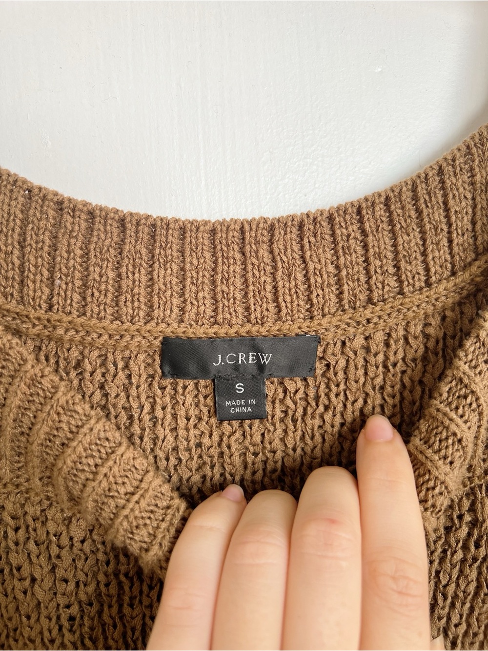 J Crew • Sweater-tank in Light Pecan brown tan ribbon knit chunky square neck - Picture 5 of 9
